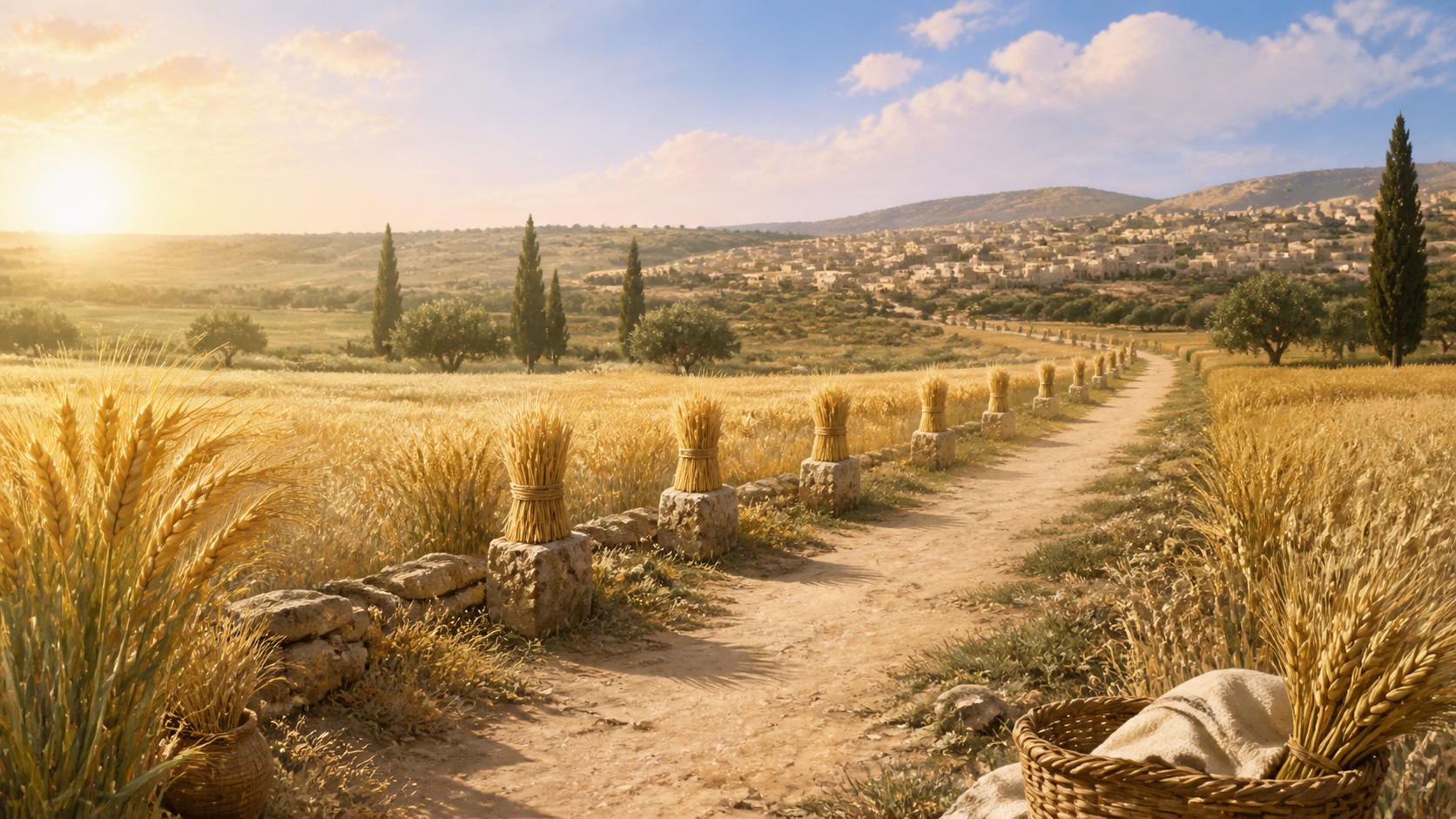 שדה חיטה ודרך כסמל לשבעת השבועות עד חג השבועות